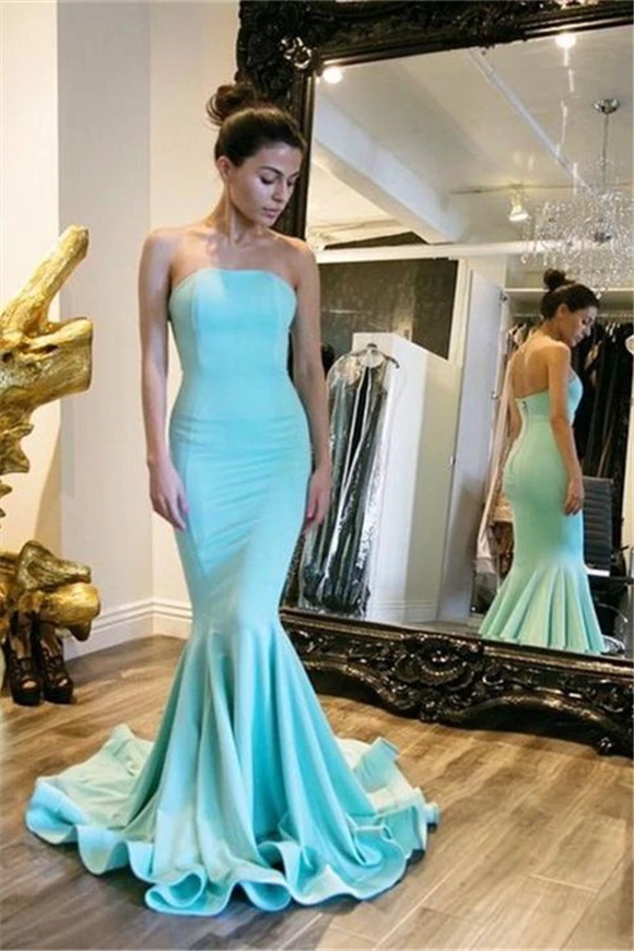 Anneprom Mermaid Strapless Satin 2020 Evening Dress Prom Dresses APP0102