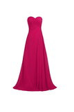 Anneprom Pink Strapless Long Bridesmaid Dresses Chiffon Wedding Prom Gown APB0043