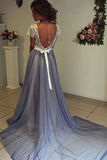 Anneprom Scoop Neckline Cap Sleeves Chiffon Prom Dress With Lace Backless APP0107