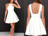 Anneprom White A Line Short Mini Skater Dress Simple Cheap Homecoming Dresses APH0135