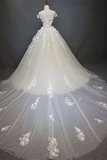 Anneprom Chic Ball Gown Off The Shoulder Applique Prom Dress Tulle Wedding Dress APW0389
