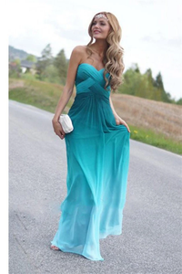 Anneprom Sweetheart Peacock Green Gradient Ombre Chiffon Prom Dresses APP0022