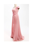 Anneprom A-Line One Shoulder Long Chiffon Bridesmaid Dress With Flowers APB0052