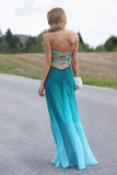 Anneprom Sweetheart Peacock Green Gradient Ombre Chiffon Prom Dresses APP0022