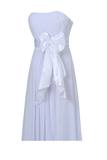 Anneprom A-Line Strapless Floor Length Chiffon White Bridesmaid Dress With Sash APB0061