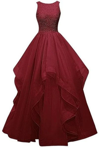 Anneprom Charming Burgundy A-Line Prom Dress Evening Dress APP0024