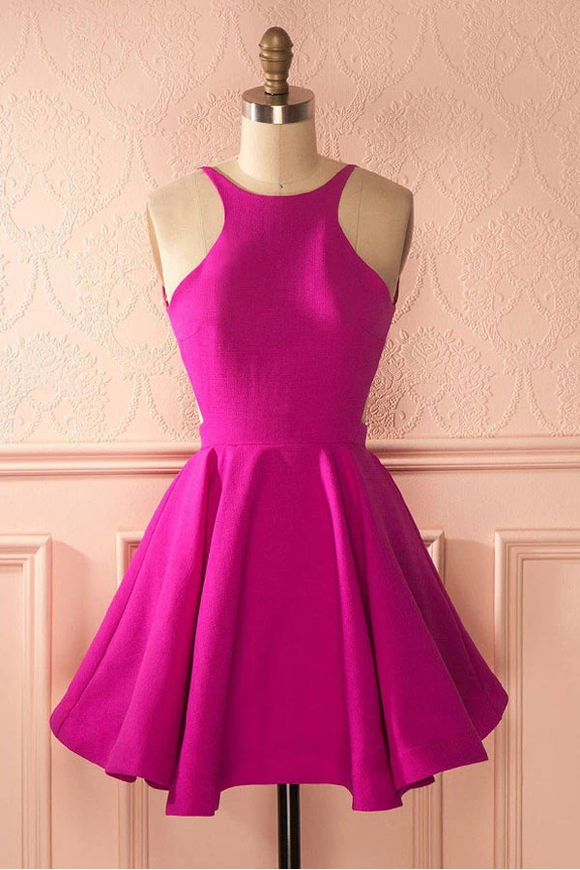 Anneprom Cute Hot Pink Backless Short Homecoming Dress Party Dress APP0134