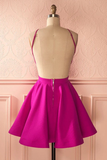 Anneprom Cute Hot Pink Backless Short Homecoming Dress Party Dress APP0134