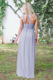 Anneprom One-Shoulder Floor-Length Open Back Lavender Chiffon Bridesmaid Dress APB0073