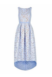 Anneprom High Low Bateau Sleeveless Light Sky Blue Lace Bridesmaid Dress APB0082