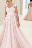 Anneprom Gorgeous A-Line Pink Chiffon Long Prom Dress Evening Dress APP0149