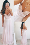 Anneprom V-Neck Long Chiffon Baby Pink Long Prom Dress Evening Dress APP0008