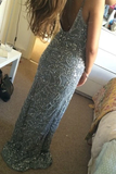 Anneprom Mermaid Spaghetti Straps Beadings Long Prom Dress APP0027