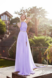 Anneprom Sleeveless High Neck Backless Chiffon Prom Dresses Evening Dresses APP0163
