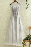 Anneprom Elegant Tulle Lace Applique Long Prom Dresses Evening Dreses APP0164