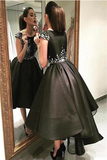 Anneprom Chic Modern Sparking Beading High Low Black Organza Homecoming Dress APP0167