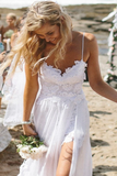 Anneprom Romantic Sweetheart Chiffon Beach Wedding Dress With Lace APW0006