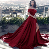 Anneprom A-Line Glamorous Off-The-Shoulder Long Evening Dress With Slit APP0170