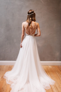 Anneprom Sweetheart Straps White Chiffon Wedding Dress With Beading APW0007