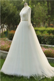 Anneprom High Quality V-Neck Floor Length Wedding Dresses With Long Sleeves APW0015