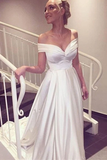 Anneprom Sweetheart Off The Shoulder White Long Wedding Dress With Train APW0017