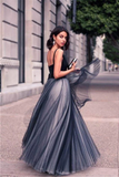 Anneprom V-Neck Sleeveless Tulle Floor Length Evening Dress Prom Dress APP0193