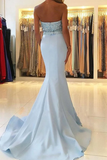 Anneprom Mermaid Sweetheart Sweep Train Blue Prom Dress With Beading APP0203