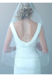 2 Layers Beaded Wedding Veil with Blusher Fingertip APWV0016