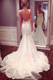 Anneprom Strap Sweetheart Backless Mermaid Lace Wedding Dress Ball Gown APW0033