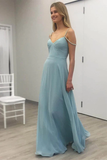 Anneprom Baby Blue Chiffon Evening Dress Floor Length Cheap Prom Dress APP0216