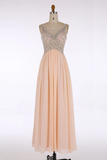 Anneprom V-Neck Chiffon Beading Blush Pink Evening/Prom Dresses APP0033