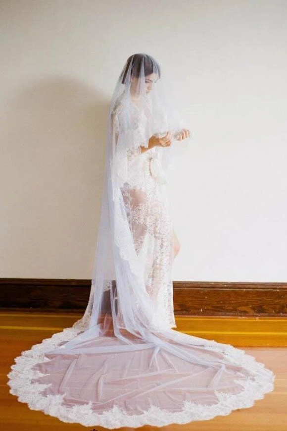 2023 Champagne Color Luxury 5m Long Veils Wedding Long Veil With Full –  amandanoviasdress