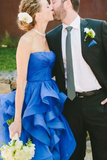Anneprom Sexy Sweethear Strapless Blue Organza Prom Dresses APP0038