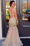 Anneprom Scoop Floor Length Tulle Backless Prom Dress With Beading APP0039