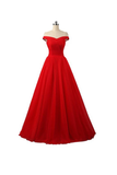 Anneprom A-Line Red Floor Length Tulle PromDresses Evening Dresses APB0011