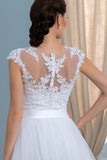 Anneprom Lace Cape Missing Front Split Illusion Sleeves Wedding Dress APW0137