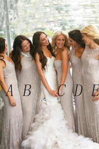 Anneprom Light Gray New Arrival Bridesmaid Dress,Mermaid Bridesmaid Gowns,Sleeveless Wedding Party Dress APB0106