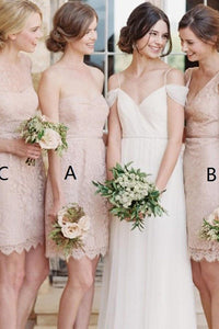 Anneprom Elegant Sheath/Column Bridesmaid Dresses Tulle Short Bridesmaid Dresses APB0114