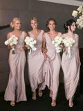Anneprom Chic Sheath/Column V Neck Simple Cheap Pink Bridesmaid Dresses Prom Dress APB0117