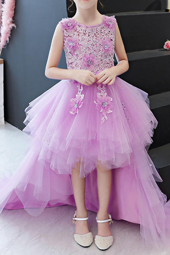 Anneprom Kids Girls Beautifull Sleeveless Fancy Lace Dresses APF0002