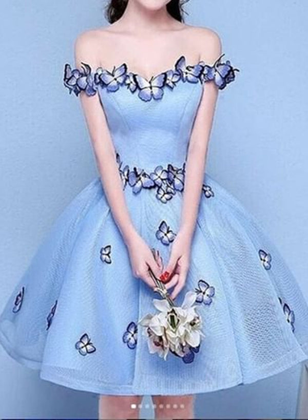 Anneprom Sky Blue Homecoming Dresses Butterfly Applique Short Prom Dre Anneprom Sky Blue Homecoming Dresses Butterfly Applique Short Prom Dre