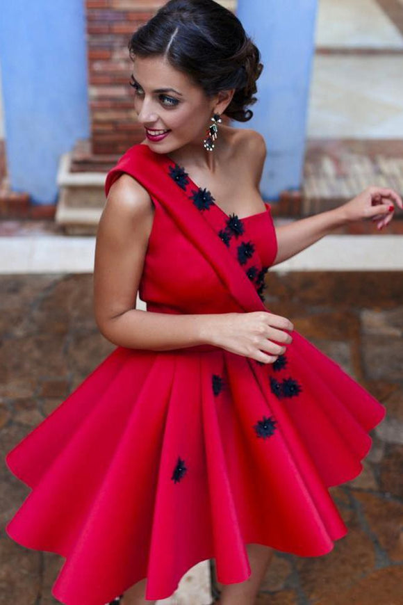 Red Short Prom Dress Anneprom A-line One Shoulder Homecoming Dress Red Short Prom Drsess AP Red Short Prom Dress Anneprom A-line One Shoulder Homecoming Dress Red Short Prom Drsess AP