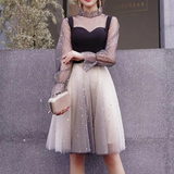 Anneprom A-line Short Prom Dress Black Starry Gradient Dress Homecoming Dress APH0086