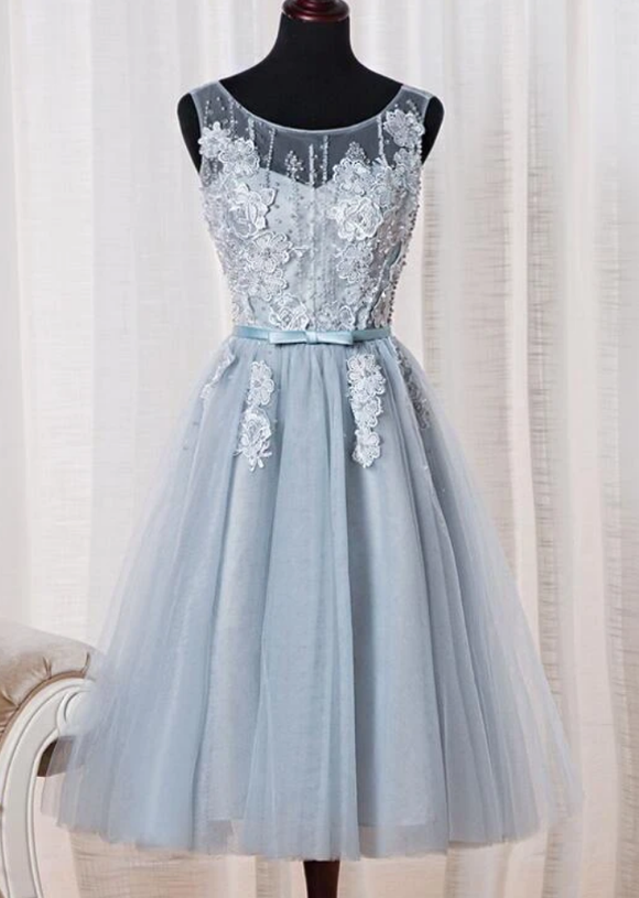 Anneprom Tulle Homecoming Dress, Cute Tea Length Party Dress APH0105