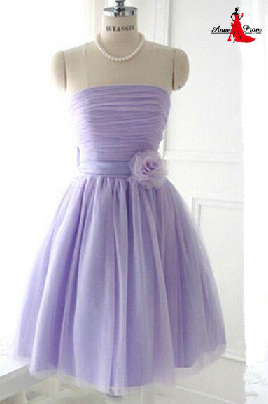 Anneprom  A-Line Scoop Short Cheap Tulle Graduation Dress With Pink APH0113