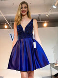 Anneprom A-line Short Prom Drsess Royal Blue Homecoming Dresses APH0115