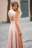 Anneprom Elegant A-Line Blush Pink Sleeveless Lace Prom/Evening Dresses APP0242