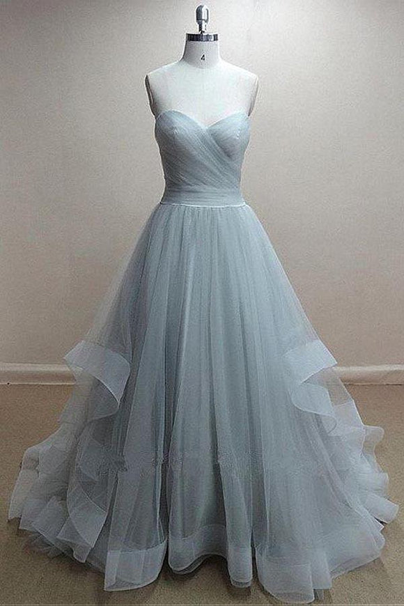 Anneprom Chic Tulle Sweetheart Neckline Floor-Length A-Line Prom Dress APP0254