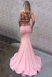 Anneprom Pink Memaid Open Back Prom Dresses, Cheap Backless Prom Dresses APP0256
