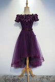 Anneprom A-Line Cute Purple High Low Prom Dress Purple Homecoming Dress APP0278